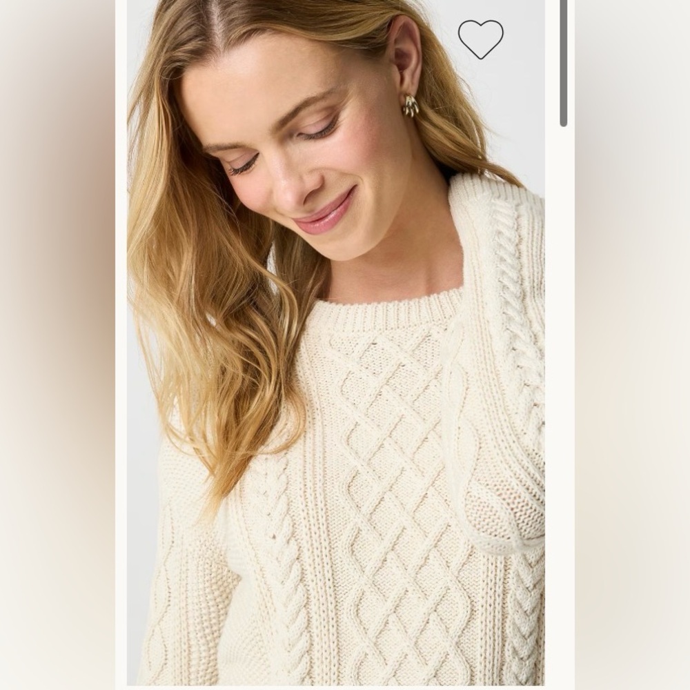 J. CREW cable-knit crewneck sweater, women’s Large - Picture 2 of 8
